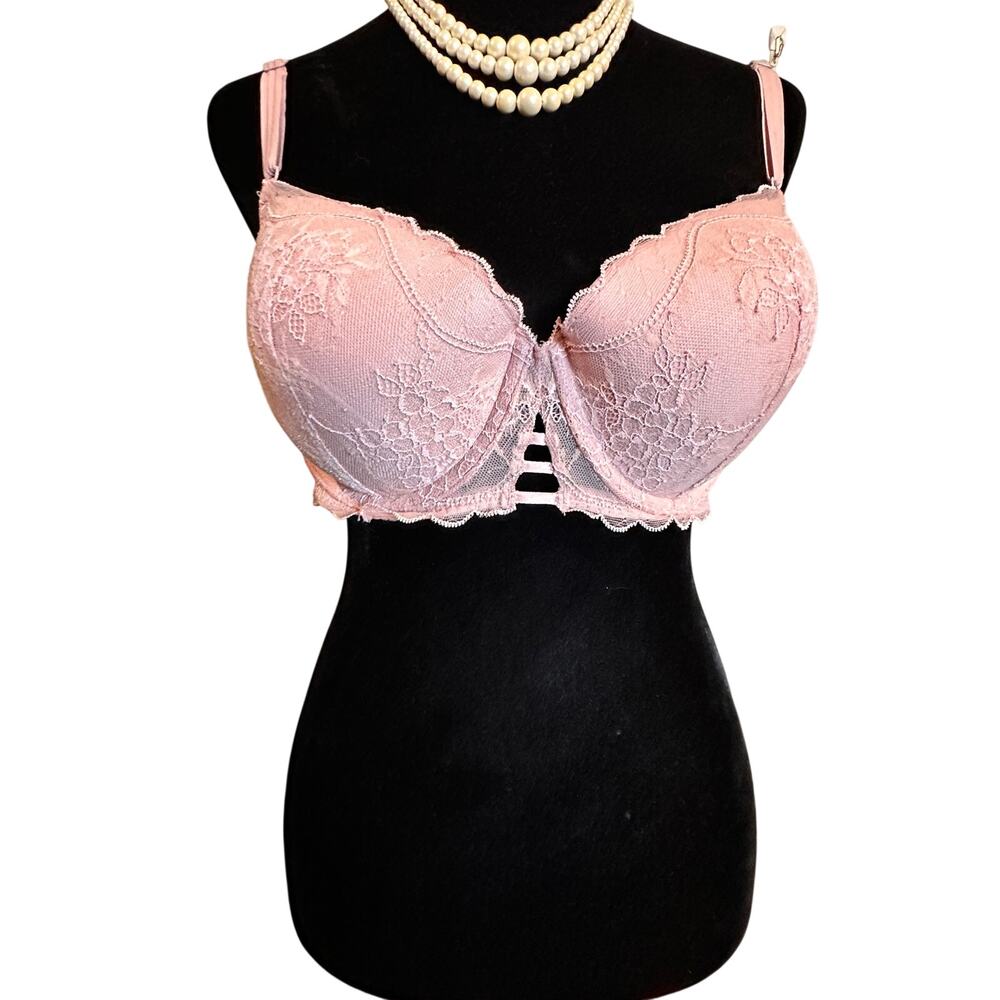 b.tempt'd Underwire Contour Bra Lace Spaghetti Strap Rose Smoke Balconette 38B